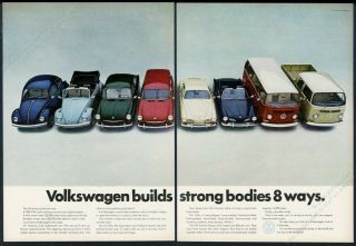 1968 Vw Beetle Convertible Bus Pickup Truck Photo Vintage Volkswagen Print Ad
