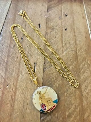Coin Pendant & Necklace.  1920 Vintage Enamel Coin Jewelry.  Many Styles