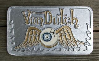 Von Dutch Flying Eyeball Cast Metal Hot Rat Rod Car Club Plaque License Plate
