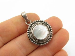Vintage Sterling Silver & Mother Of Pearl Pendant