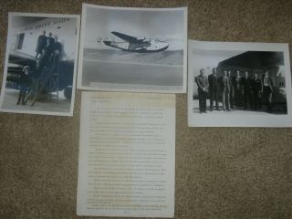 Photos Pan American B - 314 Flying Boat W/two Pr Photos & News Release 1941