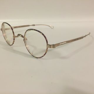 Vintage Small Round Tortoise Gold Eyeglasses Frames Made In Germany 40 - 18 - 140