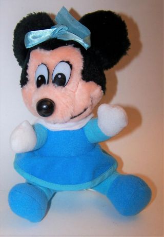 Vintage 7 " Mickeys Christmas Carol Minnie Mouse Blue Dress Plush Stuffed Doll