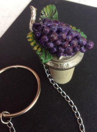 Vintage WTU Pewter Stopper Cork Ring & Chain Grapes 2