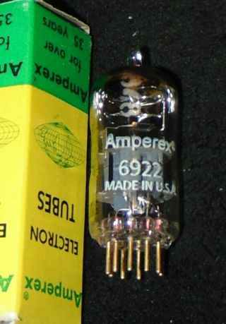Rare Amperex Pinched Waist 6922 Tube Gold Pin 1958 E88cc Cca Ecc88 Nr