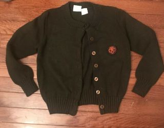 Vintage 1986 - 90 Brownie Girl Scout Uniform Cardigan Sweater Acrylic Size 8