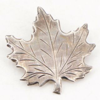 Vtg Sterling Silver - Beau Etched Maple Leaf Brooch Pin - 4.  5g