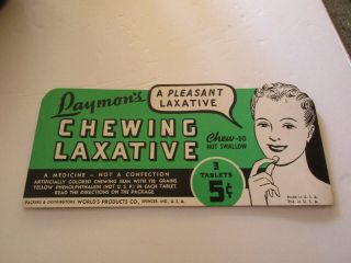 Vintage Chewing Laxative Counter Card Cardboard Stand Up Display Spencer In