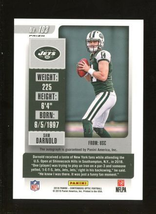 2018 Contenders Optic Rookie Ticket Red Sam Darnold Jets RC Rookie AUTO /99 2