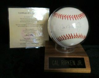 Encased Cal Ripken Jr.  Autographed Baseball Sept 6,  1995 W 2131 Record