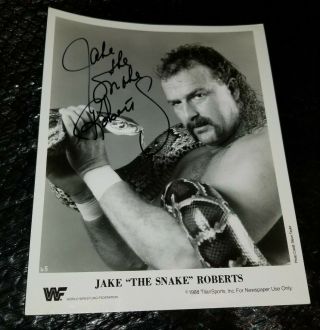 Wwf Wwe Jake The Snake Roberts Signed 1988 Bw 8x10 Promo Press Photo