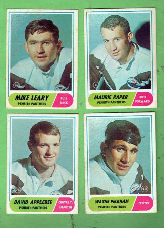 D435.  1969 Penrith Panthers Scanlens Rugby League Cards - All Four Cards