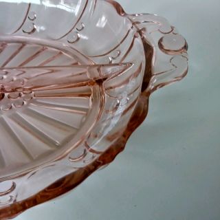 Vintage Pink Depression Glass Divided Serving/ Candy Dish with Handles 2