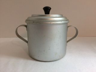 Vintage Aluminum Military Container Double Handle With Lid Nash U.  S.  4 " Tall