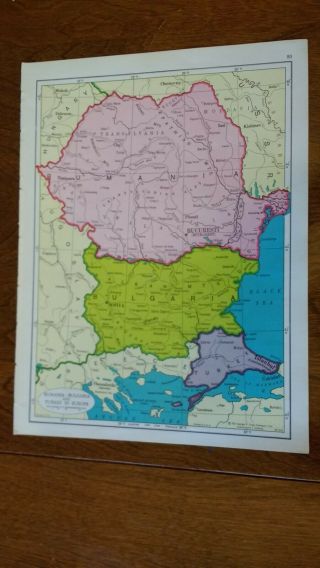 1961 Map Of Rumania & Bulgaria & Turkey In Europe
