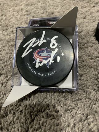 Zach Werenski Columbus Blue Jackets Signed Auto Official Game Hockey Puck