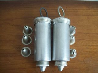 2 Vintage Aluminum Small Cake Decorating 4 " Tubes With 8 Tips