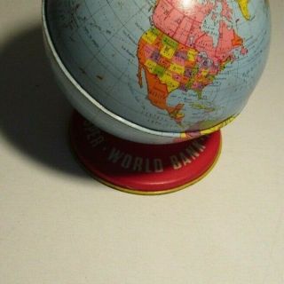 Vintage Ohio Art Globe Bank Tin