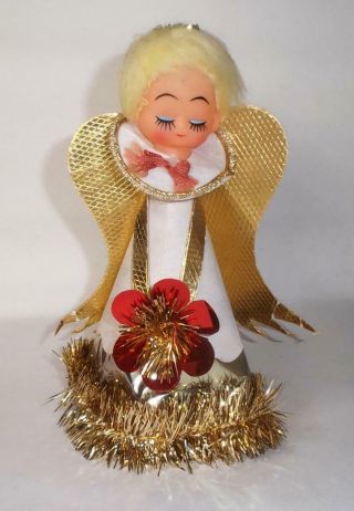 Vintage Christmas Tree Fairy /angel Doll 1970’s Gold Wings Christmas Tree Topper