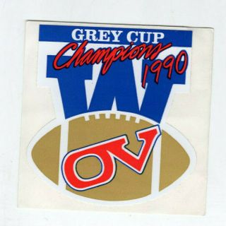 1990 Winnipeg Blue Bombers Car Window Decal Grey Cup Champions