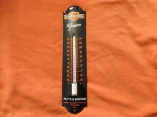 Porcelain Harley Davidson Sales & Service Wall Thermometer Shop Garage Bar Sign