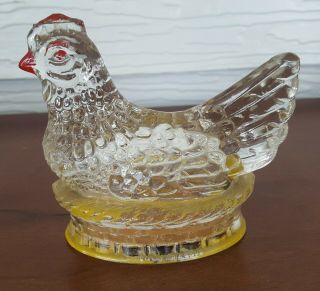 Vintage Glass Candy Container - Hen On Nest - Millstein Co.  Jeannette Pa