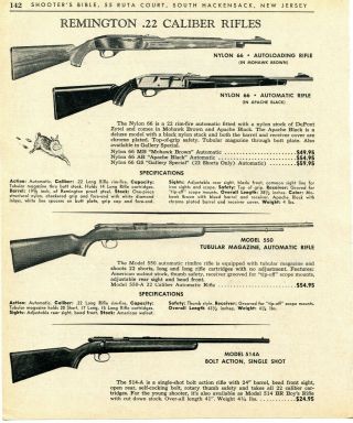 1967 Print Ad Of Remington Nylon 66,  550 & 514a Rifle