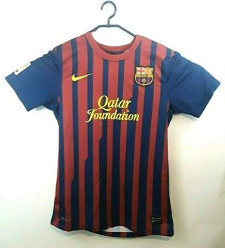 Nike Dri Fit Authentic Fc Barcelona Fcb Soccer Jersey Size S Blue & Red Striped