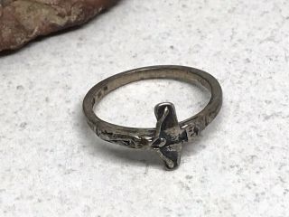 Vintage 925 Sterling Silver Jesus On The Cross Christian Band Ring (sz 6)
