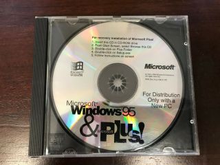 Microsoft Windows 95 Cd & Microsoft Plus Vintage Operating System Computing