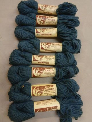 8 Skeins Of Vintage Diana Anglo Tapestry Wool Yarn At 40 Yds Each Blue