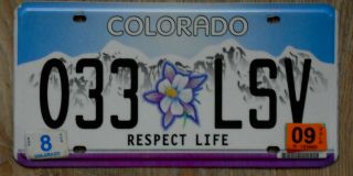 Colorado Rocky Mountains & Flower Respect Life License Plate 033 Lsv