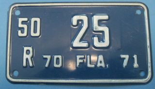 1970/71 Florida Motorcycle License Plate