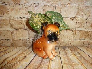 Vintage Ceramic Boxer Puppy Dog Figurine Planter 6 " Tall Japan