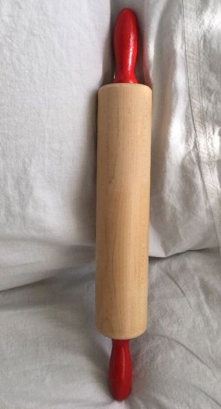 Vintage Style Repo Wooden Red Handle Rolling Pin Kitchen Utensil 16 " - Long