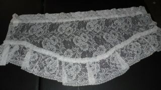 Vintage White Lace Floral Large Roses Design With Ruffles Valance 39wx21l