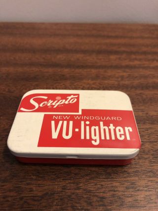 Vintage 1950’s Scripto Vu Lighter Tin Only Usa Rare