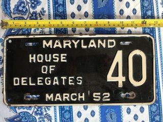 1952 Maryland House Of Delegates License Plate 40