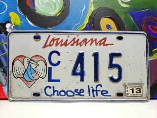 Choose Life Louisiana License Plate Vanity Tag Sign Baby Heart Love Humanity