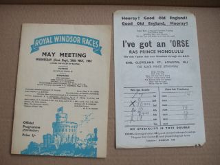 Vintage Royal Windsor Horse Racing Programme 1961