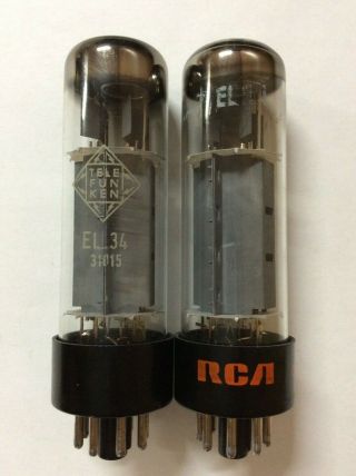 Matched Pair Siemens / Rft El34 / 6ca7 Tubes Nos - Testing Very Closely Matched