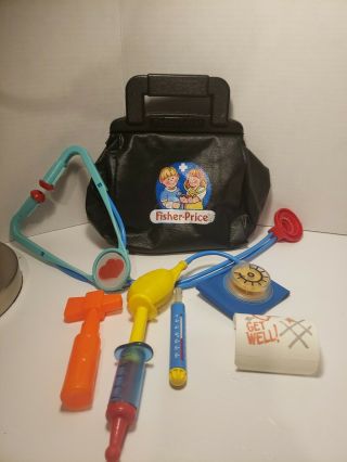 Vintage 1987 Fisher Price Medical Kit W/accessories Doctor Bag Pretend Nurse,
