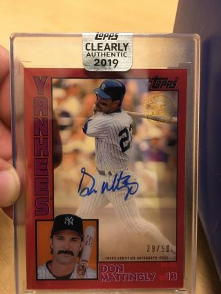 2019 Topps Clearly Authentic Don Mattingly Red /50 York Yankees