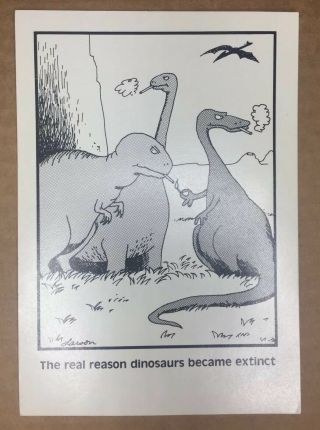 Vintage The Far Side Postcard 1982 The Real Reason Dinosaurs Went Extinct