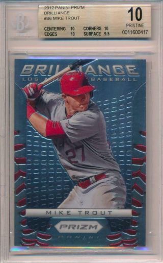 2012 Panini Prizm Brilliance Mike Trout Rookie Card Rc B6 Bgs 10 Pop 1