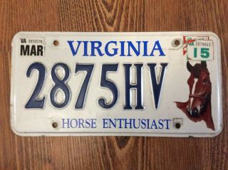 Virginia License Plate 2015 Horse Enthusiast