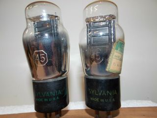 Sylvania Leaf Type 45 Vacuum Tubes Matched And Guaranteed