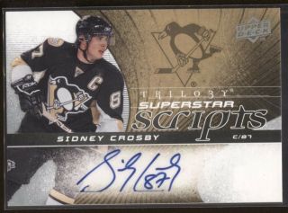 Sidney Crosby 2008 - 09 Ud Trilogy Superstar Scripts Auto Autograph Penguins