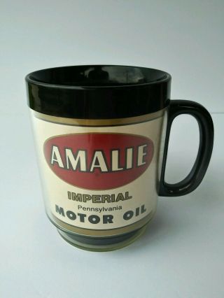 Vtg Amalie Imperial Pennsylvania Motor Oil Thermo Serv Coffee Cup Plastic Mug