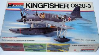Vintage 1967 Monogram 1/48 Vought Kingfisher Os2u - 3 Seaplane Airplane Kit 6834